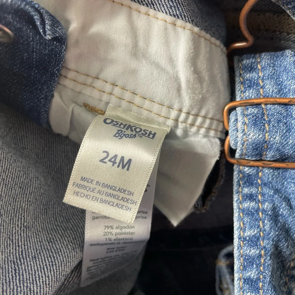 OshKosh B'Gosh Baby Denim Overalls Small Daisy Detail Medium Wash 24 Months